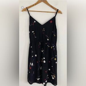 BABATON black floral pattern mini dress